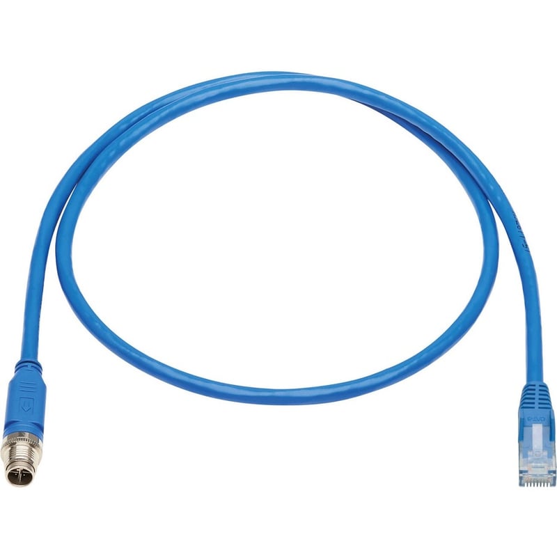 Eaton Tripp Lite Series M12 X-Code Cat6 1G UTP CMR-LP Ethernet Cable (M12 M/RJ45 M), IP68, PoE, Blue, 1 m (3.3 ft.) - Thumbnail 2
