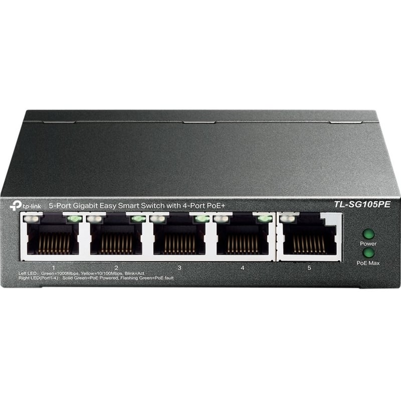 TP-Link TL-SG105PE - 5-Port Gigabit Easy Smart Switch with 4-Port PoE+ - Thumbnail 1