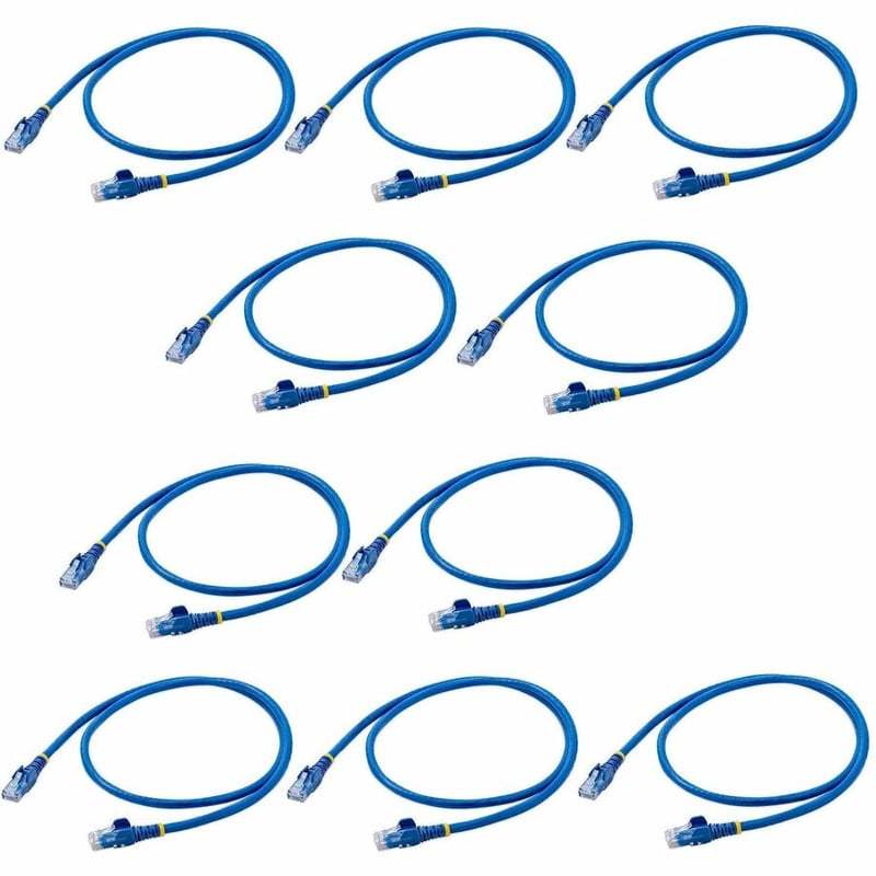 StarTech.com 3 ft. CAT6 Ethernet Cable - 10 Pack - ETL Verified - Blue CAT6 Patch Cord - Snagless RJ45 Connectors - 24 AWG - UTP - Thumbnail 2