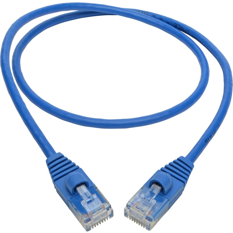 Eaton Tripp Lite Series Cat6a 10G Snagless Molded Slim UTP Ethernet Cable (RJ45 M/M), Blue, 2 ft. (0.61 m) - Thumbnail 2