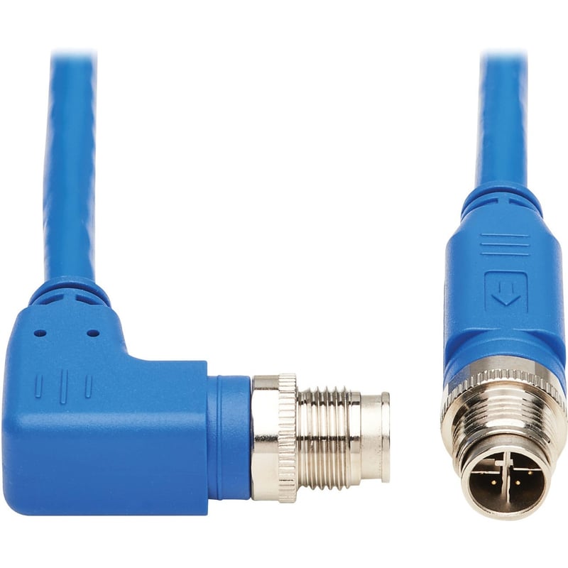 Eaton Tripp Lite Series M12 X-Code Cat6 1G UTP CMR-LP Ethernet Cable (Right-Angle M/M), IP68, PoE, Blue, 10 m (32.8 ft.) - Thumbnail 1