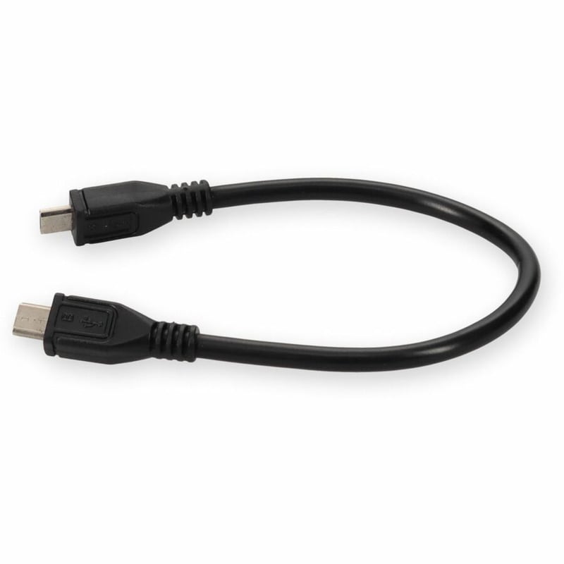 AddOn 1ft Micro-USB B 2.0 Male to USB A 2.0 Male Black Cable - Thumbnail 2
