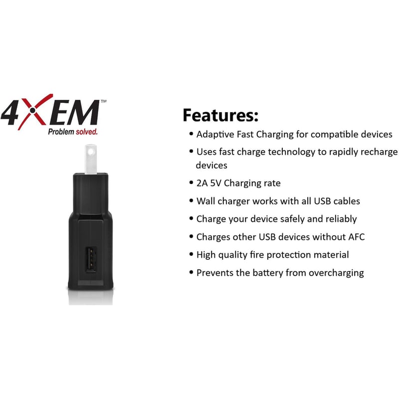 4XEM 2A Samsung Wall Charger Black - Thumbnail 5