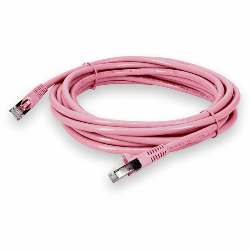 AddOn 45ft Pink CAT 6 Shielded PVC Ethernet Cable Snagless Easy Clear Boot RJ-45 M/M - Thumbnail 1