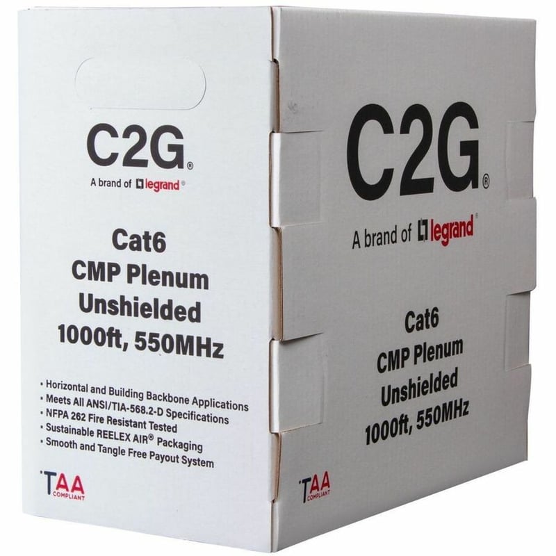 C2G BULK CAT6 UTP CMP TAA GRAY C2G 1000FT CAT6 ETHERNET CABLE CMP - Thumbnail 5