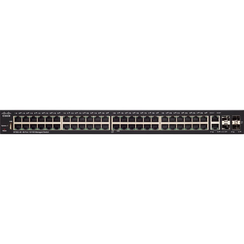 CISCO SF350-48 48-PORT 10/100 MANAGED SWITCH REMANUFACTURED - Thumbnail 1