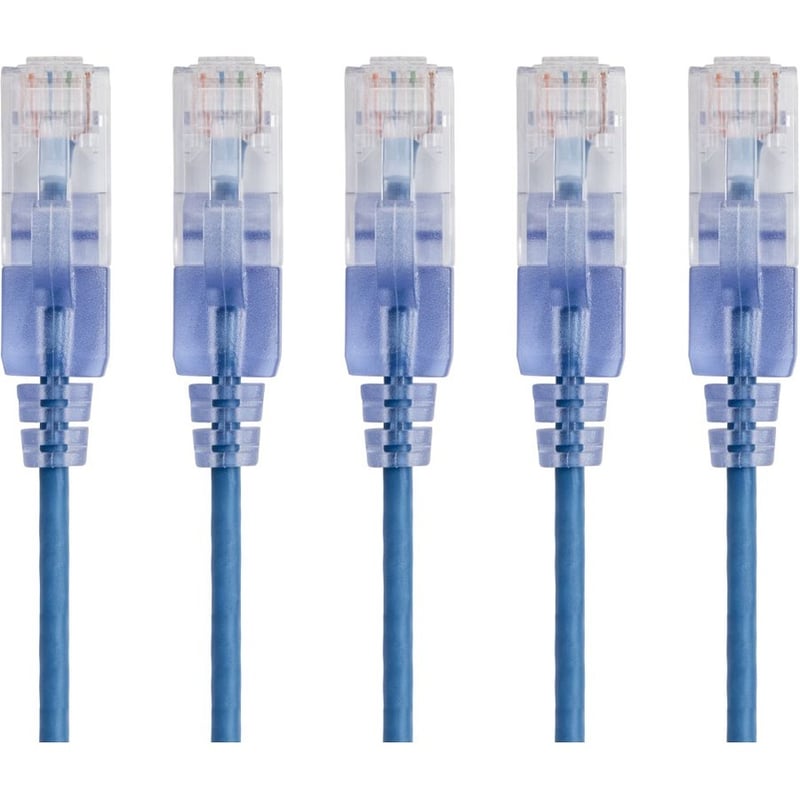 SLIM CAT6A PATCH CABLE,5-PACK_10FT BLUE - Thumbnail 1