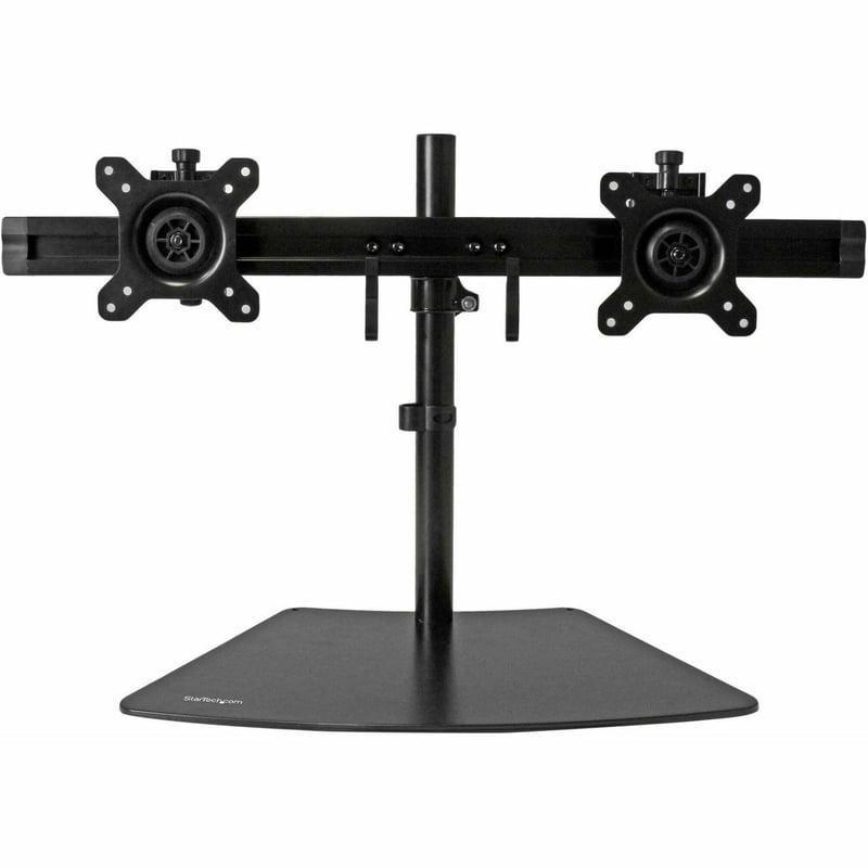 StarTech.com Dual Monitor Stand, Horizontal, For up to 24" (17.6lb/8kg) VESA Monitors, Black, Adjustable Monitor Stand, Steel & Aluminum - Thumbnail 1