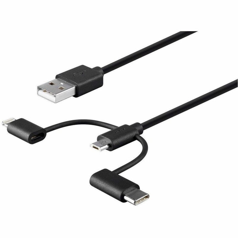 APPLE MFI CERTIFIED USB TO MICRO USB + USB TYPE-C + LIGHTNING CHARGE & SYNC CABL - Thumbnail 2
