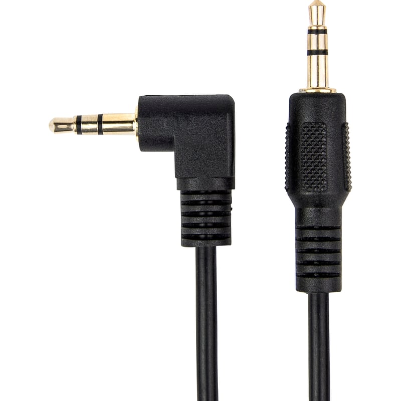 Rocstor Premium Slim 3.5mm to Right Angle Stereo Audio Cable 6 ft - M/M - Mini-phone Male Stereo Audio - Mini-phone Male Stereo Audio Male to Right Angle Male- .3m - Black - For Smartphone, Mobile Phones, iPhone (with Headphone Jack), iPod AND MP3 - Thumbnail 3