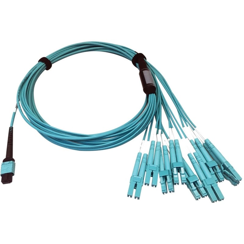 Eaton Tripp Lite Series 400G Multimode 50/125 OM4 Plenum Fiber Optic Breakout Cable, 24F MTP/MPO-PC to (x4) LC Duplex (F/M), Aqua, 3 m - Thumbnail 2