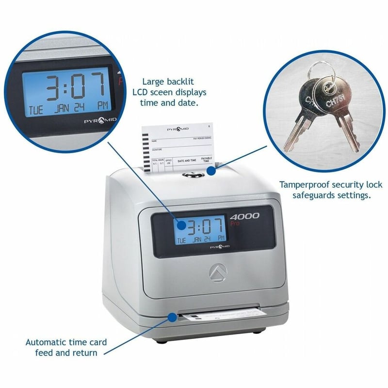 Pyramid 4000 Auto Totaling Time Clock - Thumbnail 3