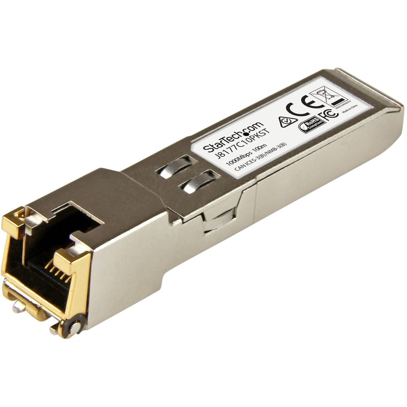 StarTech.com 10 pack HPE J8177C Compatible SFP Module - 1000BASE-T - 1GE Gigabit Ethernet SFP SFP to RJ45 Cat6/Cat5e - 100m - Thumbnail 1