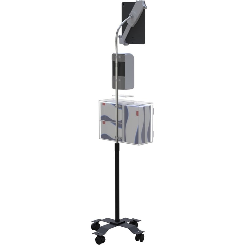 CTA Digital Compact Gooseneck Floor Stand for 7-13 Inch Tablets with Sanitizing Station & Automatic Soap Dispenser - Thumbnail 5