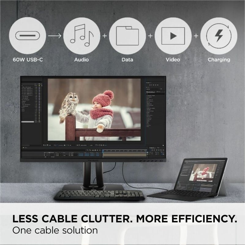 ViewSonic VP275-4K 27 Inch IPS 4K UHD Monitor Designed for Surface with advanced ergonomics, ColorPro 100% sRGB, 60W USB C, HDMI and DisplayPort inputs or Home and Office - Thumbnail 5