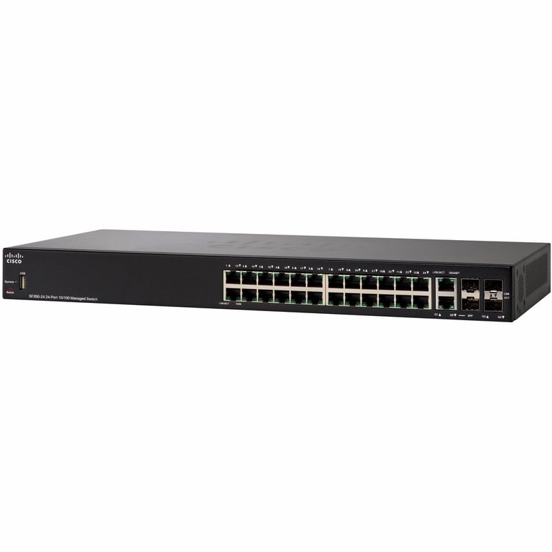 CISCO SF350-24 24-PORT 10/100 MANAGED SWITCH REMANUFACTURED - Thumbnail 1