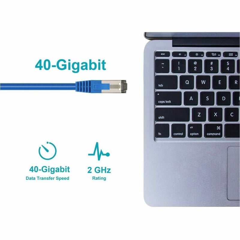 MONOPRICE CAT8 15FT BLUE PATCH CABLE DOUBLE SHIELDED (S/FTP) 28AWG 2GHZ 40G PURE - Thumbnail 4