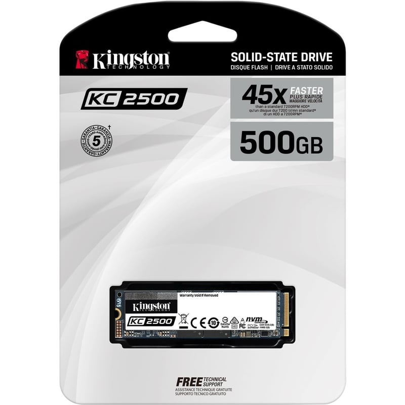 Kingston KC2500 500 GB Solid State Drive - M.2 2280 Internal - PCI Express NVMe (PCI Express NVMe 3.0 x4) - Thumbnail 2