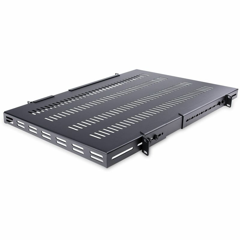 StarTech.com 1U 4-Post 19.5 to 38in Adjustable Mounting Depth Vented Rack Mount Shelf - Heavy Duty Fixed Rack Shelf - 330lbs / 150kg - 27.5in Deep - Thumbnail 1