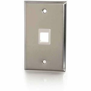 C2G 1-Port Single Gang Multimedia Keystone Wall Plate - Stainless Steel - Thumbnail 1