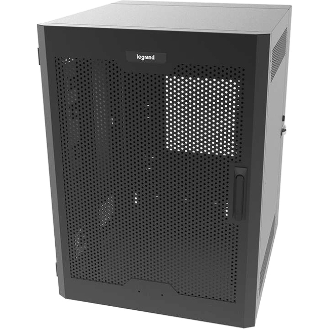 C2G 18RU Swing-Out Wall-Mount Cabinet with Perforated Door-Black-TAA - Thumbnail 1