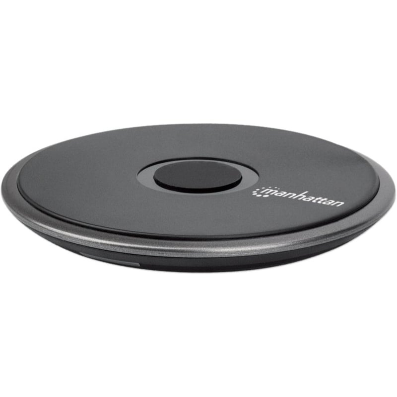 Manhattan Smartphone Wireless Charging Pad, QI certified, 10W, 7.5W and 5W charging, USB-C to USB-A cable included, USB-C input into pad, Cable 1.5m, Black, Three Year Warranty, Boxed - Thumbnail 1