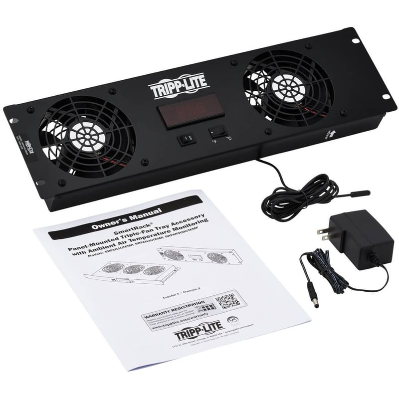 Tripp Lite by Eaton 3U Digital Temperature Sensor with 2 12VDC High-Performance Fans Blanking Panel LCD - Thumbnail 4
