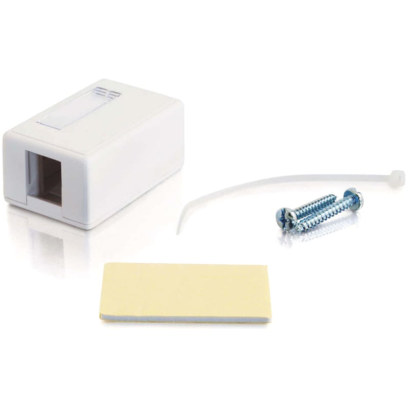 C2G 1-Port Keystone Jack Surface Mount Box - White - Thumbnail 2