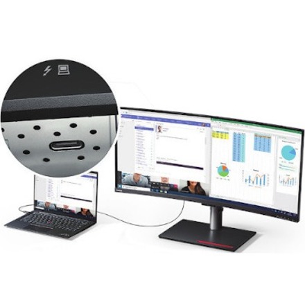 Lenovo ThinkVision P40w-20 40" Class Webcam WUHD Curved Screen LCD Monitor - 21:9 - Raven Black - Thumbnail 3