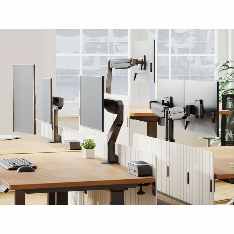 THE E2 DUAL MONITOR ARM OFFERS A SLEEK DESIGN WITH ERGONOMIC HEIGHT (13IN) AND W - Thumbnail 3
