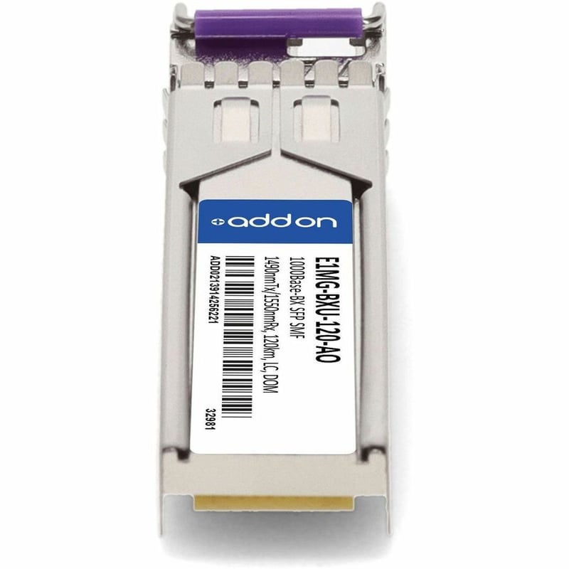 AddOn Brocade® (Formerly) E1MG-BXU-120 Compatible TAA 1000Base-BX SFP Transceiver (SMF, 1490nmTx/1550nmRx, 120km, LC, DOM) - Thumbnail 4