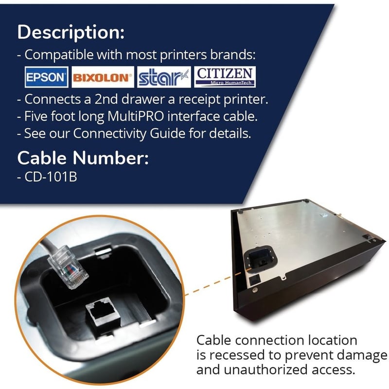 apg Printer Interface Cable | CD-101B Cable for Cash Drawer to Printer| 1 x RJ-12 Male - 1 x RJ-45 Male | Connects to EPSON and Star Printers - Thumbnail 4