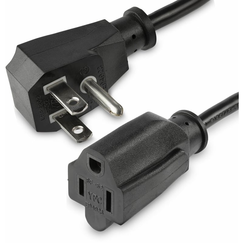 StarTech.com 1.5ft (0.45m) Power Extension Cord, Flat NEMA 5-15P to NEMA 5-15R, 10A 125V, 18AWG, Black, Flat Outlet Extension Cable - Thumbnail 1