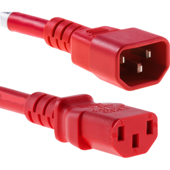 POWER CORD C13 - C14, 18AWG, 10AMP, 250V, SVT JACKET, RED, 3FT, IEC C13 TO IEC C - Thumbnail 2