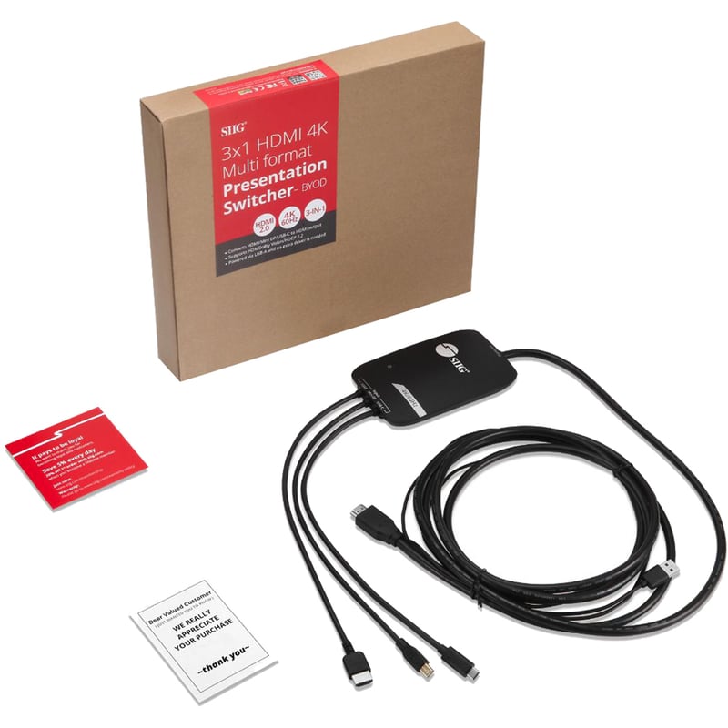 SIIG 3x1 HDMI 4K Multi format Presentation Switcher - BYOD - Thumbnail 2