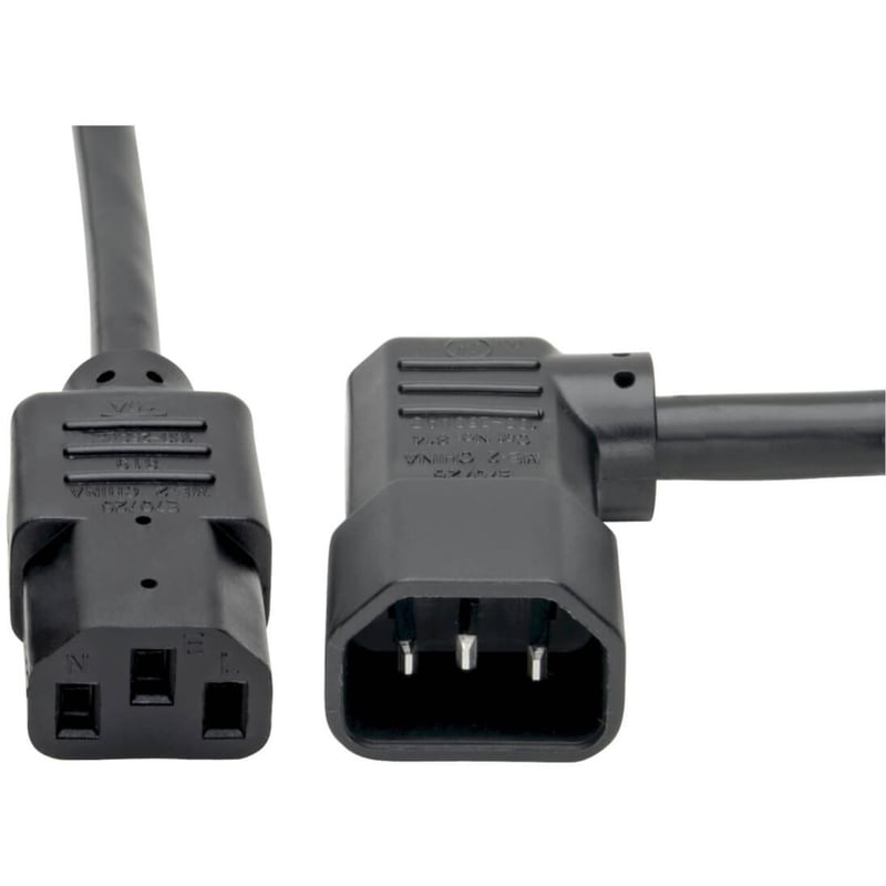 Eaton Tripp Lite Series Heavy-Duty PDU Power Cord, C13 to Left-Angle C14 - 15A, 250V, 14 AWG, 6 ft. (1.83 m), Black - Thumbnail 1