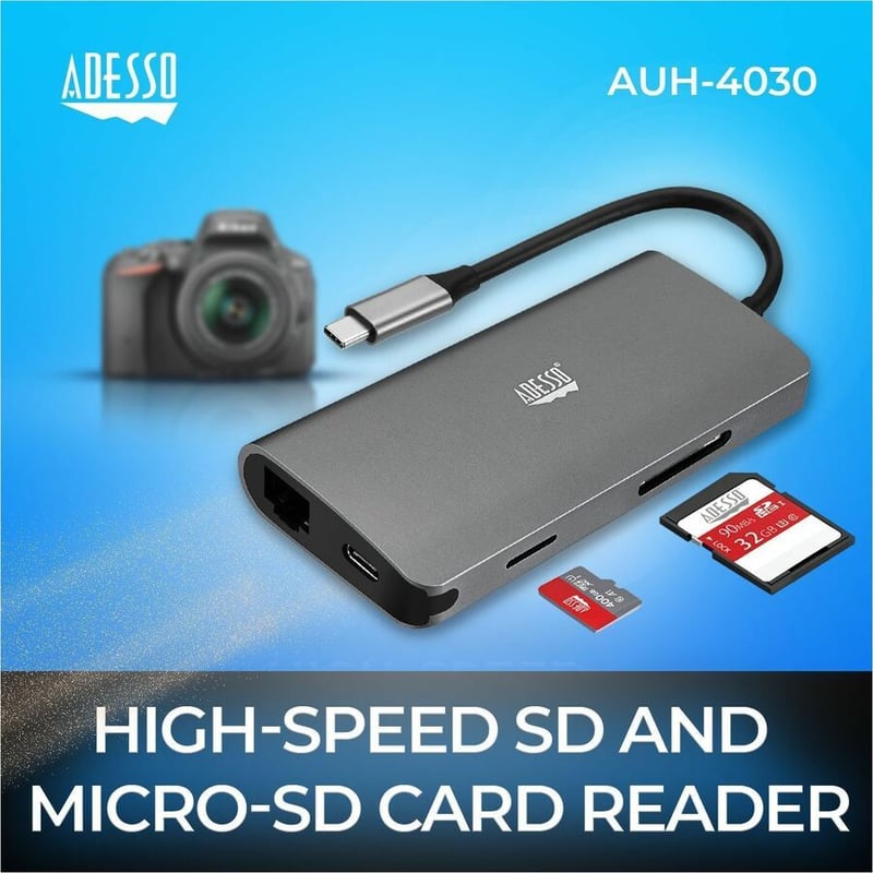 Adesso 8-in-1 USB-C Multi-Port Docking Station (TAA Compliant) - Thumbnail 2