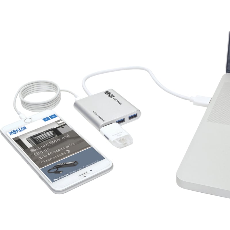 Tripp Lite by Eaton 4-Port Portable USB 3.0 SuperSpeed Mini Hub Laptop Chromebook - Thumbnail 2