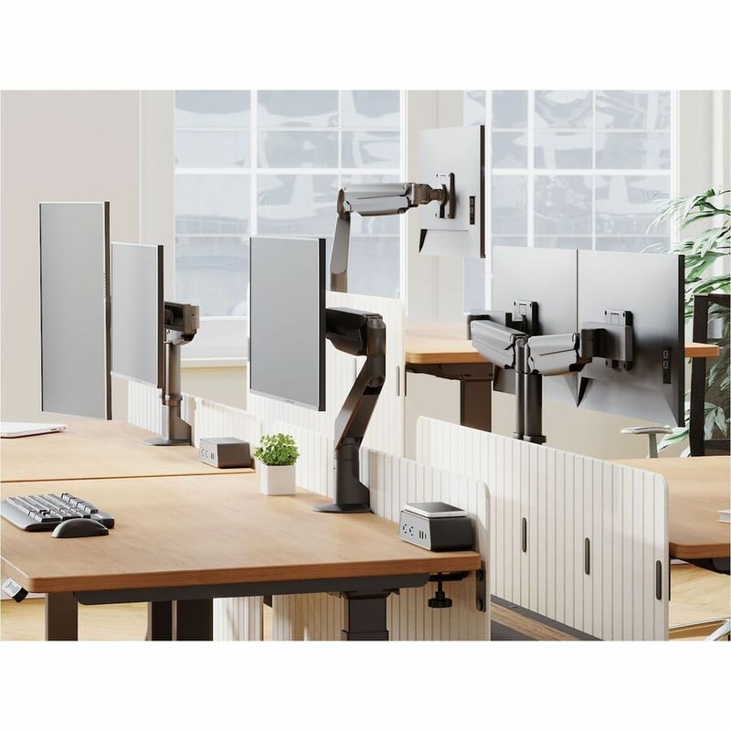 E2 DUAL MONITOR ARM, WHITE, HOLDS 2.2-20 LBS PER MONITOR, UP TO 27IN SCREEN - Thumbnail 2