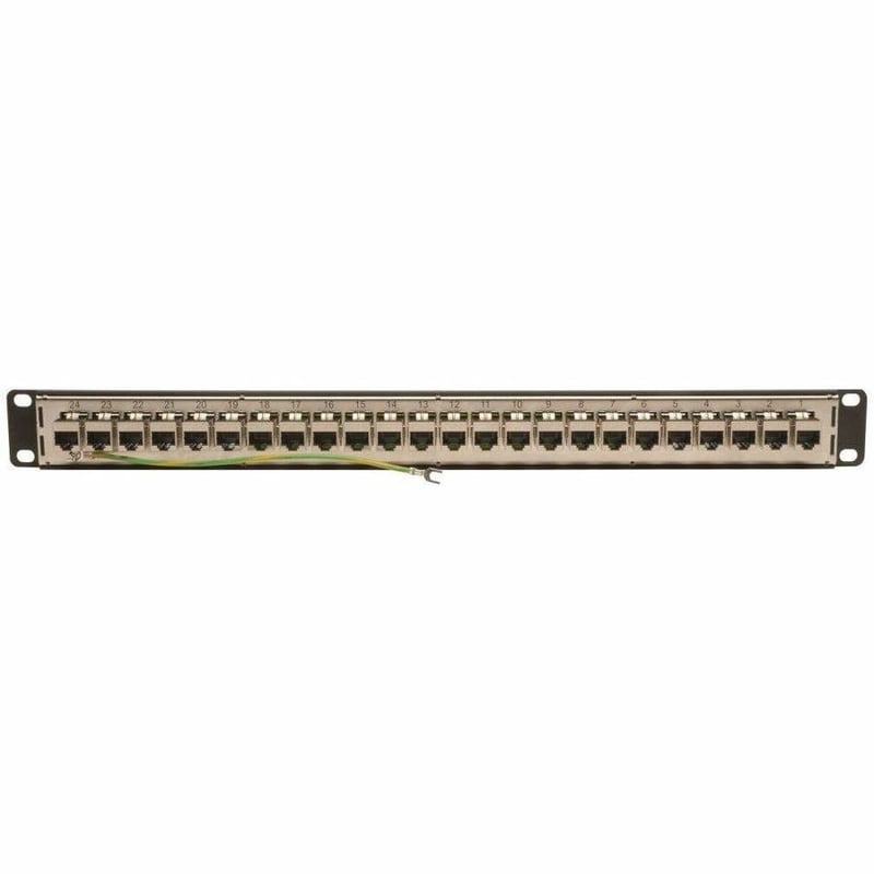 24PORT 1U CAT6/CAT5 PATCH PANEL RM/STP SHIELDED/FEEDTHROUGH RJ45 - Thumbnail 2
