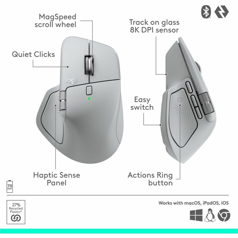 MX MASTER 4 WIRELESS MOUSE PERFORMANCE - PALE GREY - Thumbnail 5