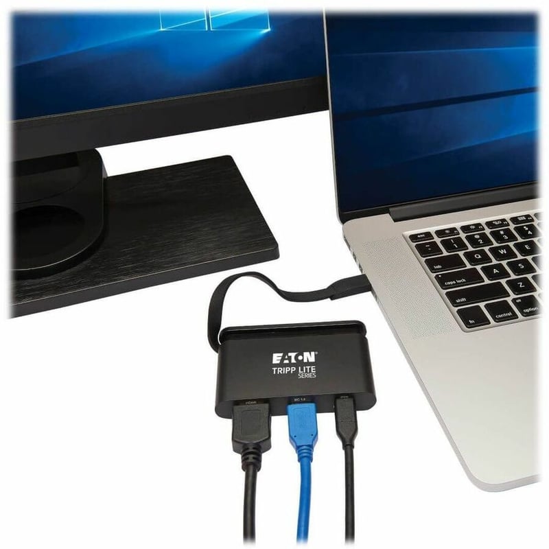 Tripp Lite by Eaton USB C Multiport Adapter Converter 4K w/ /HDMI, Gigabit Ethernet, USB-A Hub, PD Charging, Storage Cable Thunderbolt 3 Compatible - Thumbnail 2