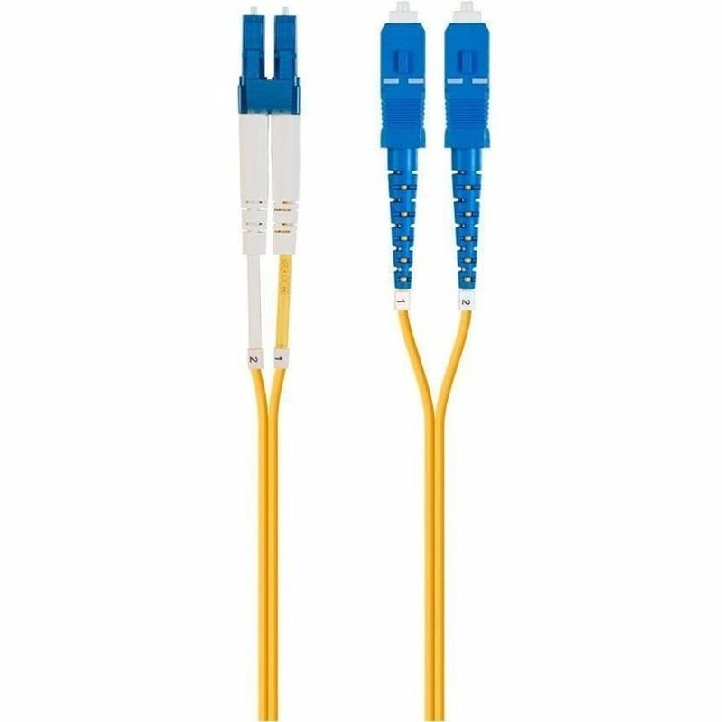 MONOPRICE SINGLE-MODE FIBER OPTIC CABLE - LC-SC UL 2MM 9/125 OFNR DUPLEX YELLOW - Thumbnail 2