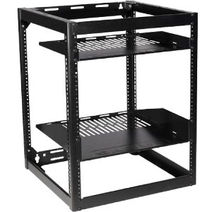 Sanus Component Series AV Rack - 15RU Open Frame Network Rack - 26in Height - Black - Thumbnail 1