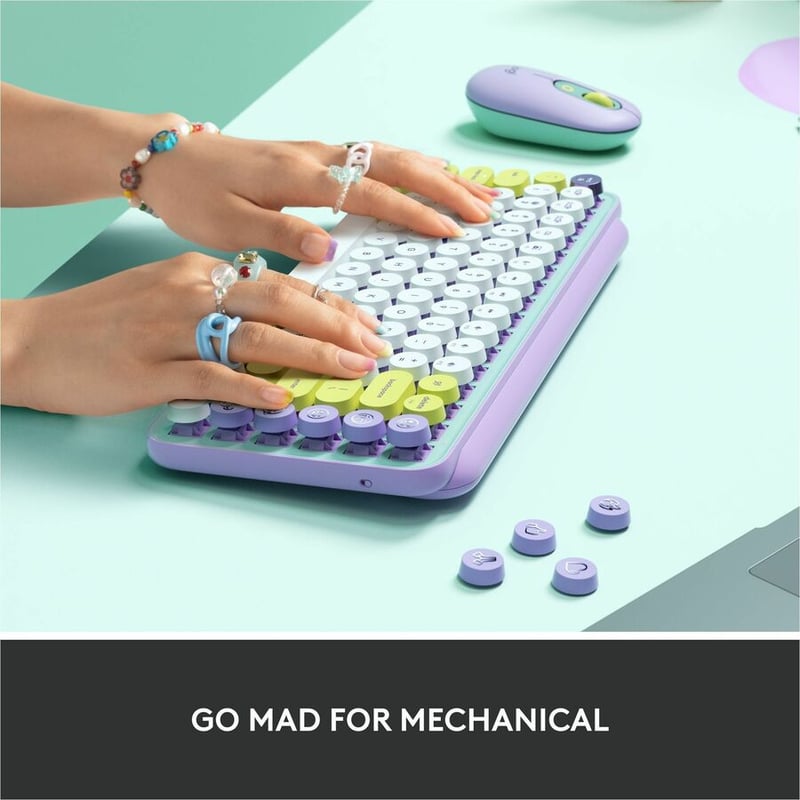 Logitech POP Keys Wireless Mechanical Keyboard With Emoji Keys - Daydream Mint - Thumbnail 4