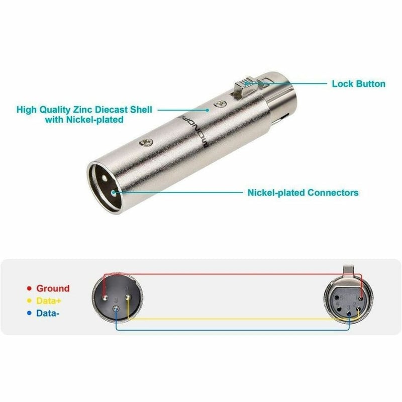 MONOPRICE 3-PIN MALE TO 5-PIN FEMALE DMX CONVERTER - Thumbnail 4