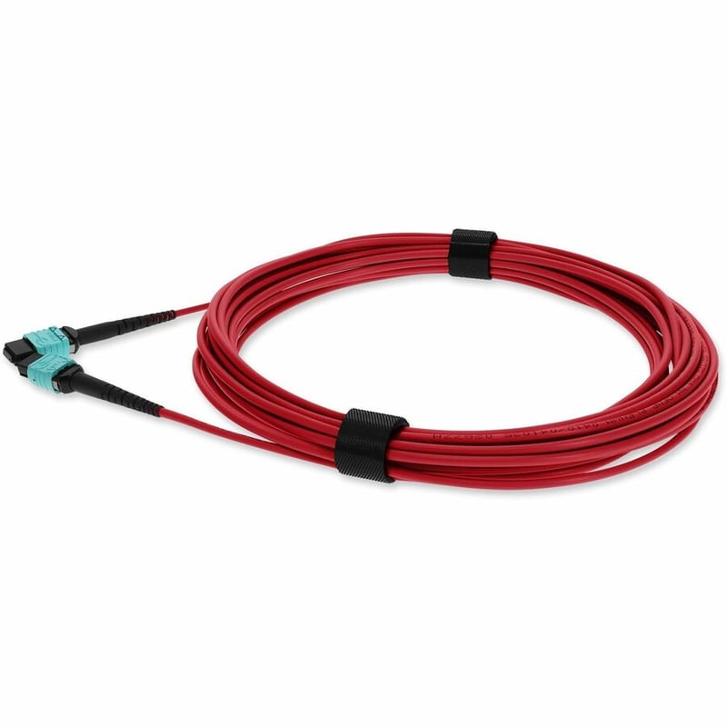 AddOn 3m MPO/UPC to MPO/UPC Red OM4 OFNP (Plenum-Rated) 12-Strand TAA Fiber Patch Cable - Thumbnail 2