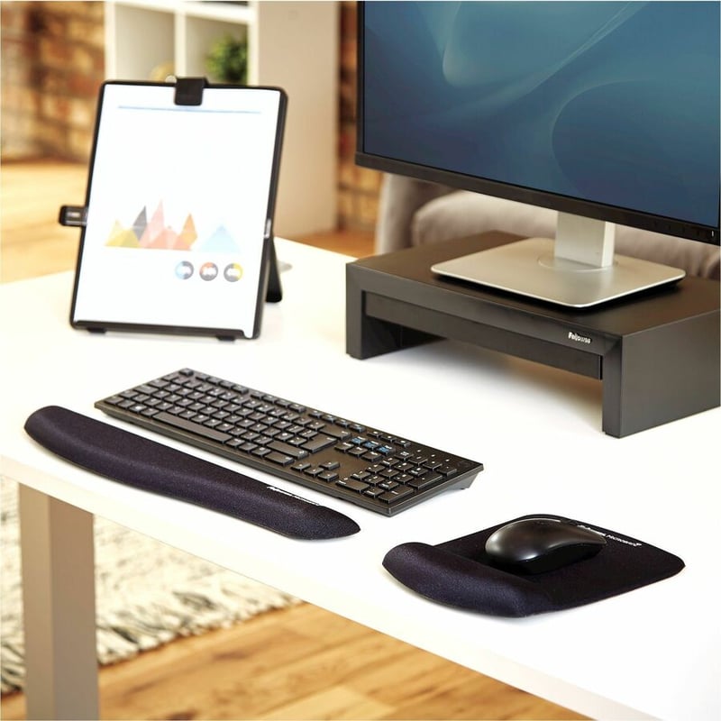 Fellowes PlushTouch Mouse Pad Wrist Rest with Microban - Black - Thumbnail 4