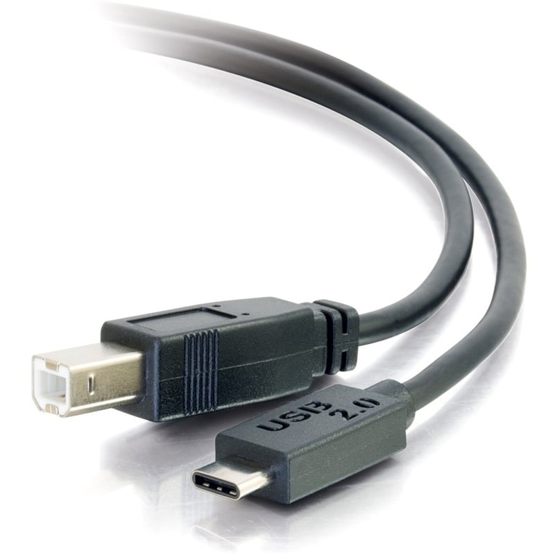 C2G 3ft USB C to USB B Cable - USB C to B Cable - USB 2.0 - 1A, 480Mbps - Black - M/M - Thumbnail 1