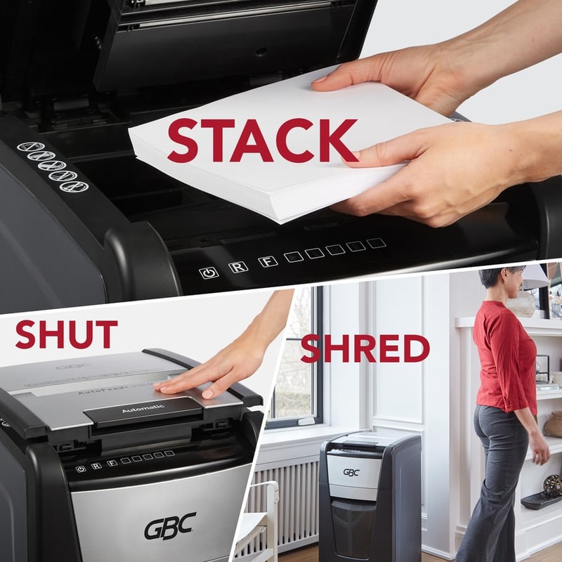 GBC AutoFeed+ Small Office Shredder, 230X, Super Cross-Cut, 230 Sheets - Thumbnail 2